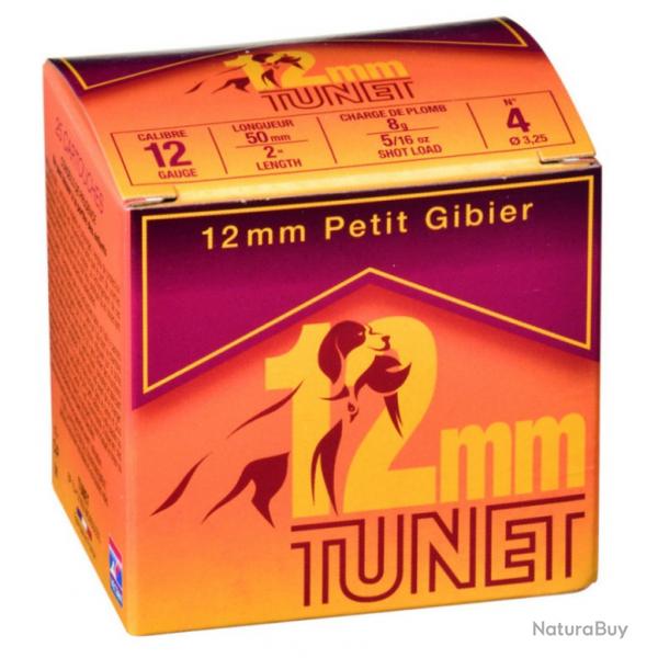 Munitions TUNET Cal.12mm petit gibier 8g par 25