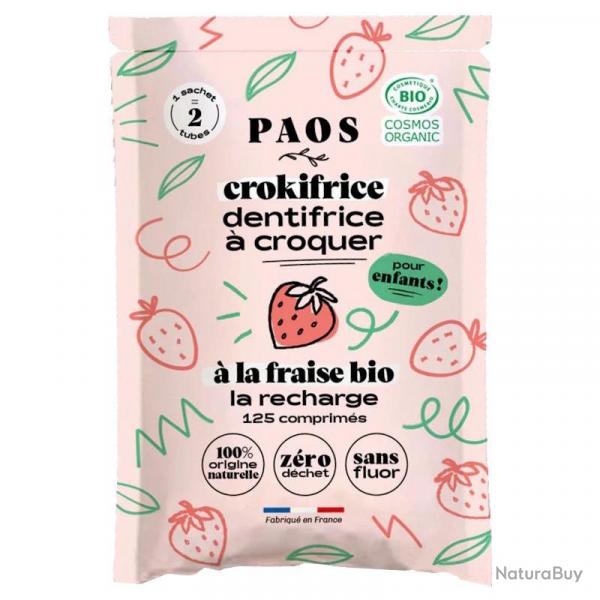 Dentifrice bio  croquer  la fraise PAOS Crokifrice pour enfant