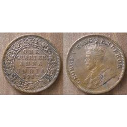Inde Quart Anna 1912 East India Quarter Anna Colonie George V
