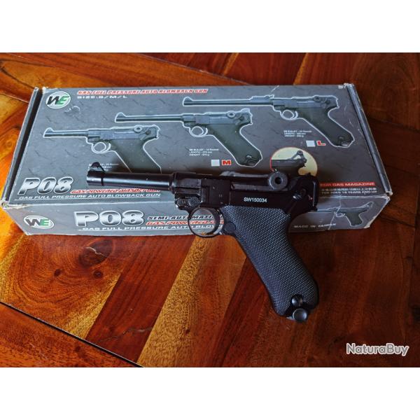 Pistolet WE LUGER P08 4 Pouces  GBB black