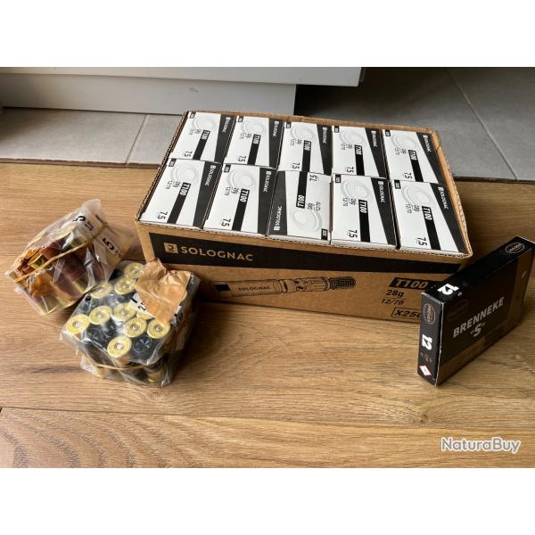 Lot de cartouche en 12/70 (x250 7.5 + x22 3.0 + x22 2.50 + x7 BRENNEC 'S')