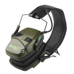 Casque de Protection Auditive Amplifié - Type Impact Sport - Vert OD