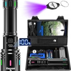 Lampe Torche LED 20000 Lumens 5 Modes Éclairage Batterie Étanche IP67 Zoom+ Mini Lampe de Poche A+++