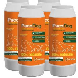 PacoDog - 4 Bouteilles de Poudre pour chenil contre tiques, puces, moustiques et mauvaises odeurs