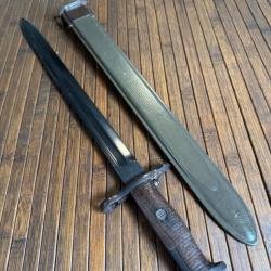 SUPERBE BAÏONNETTE U.S LONGUE MODELE 1905 - 1912 WW1 - SPRINGFIELD ARMORY FOURREAU USN MK1 U.S NAVY