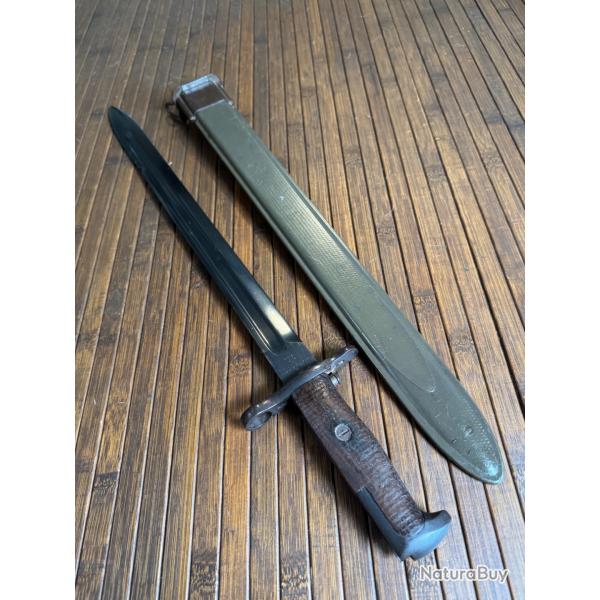 SUPERBE BAONNETTE U.S LONGUE MODELE 1905 - 1912 WW1 - SPRINGFIELD ARMORY FOURREAU USN MK1 U.S NAVY