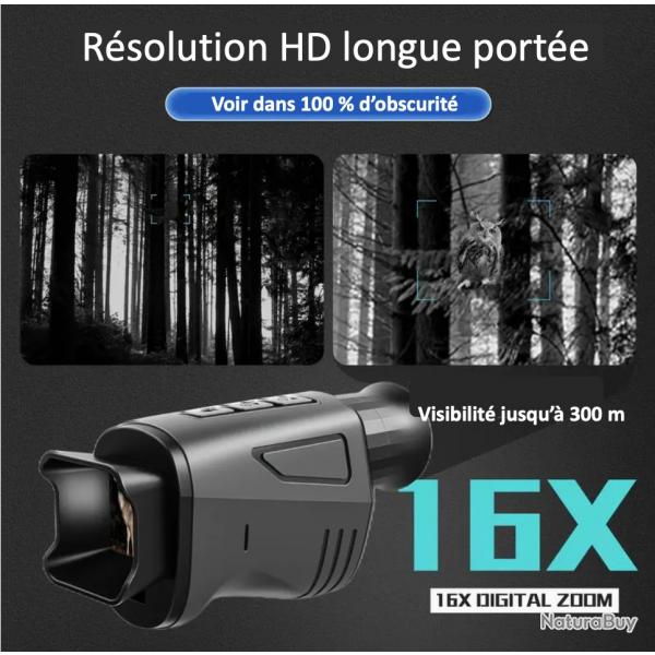 Lunette de Vision Nocturne Monoculaire 1080P HD, Zoom Numrique 16X,