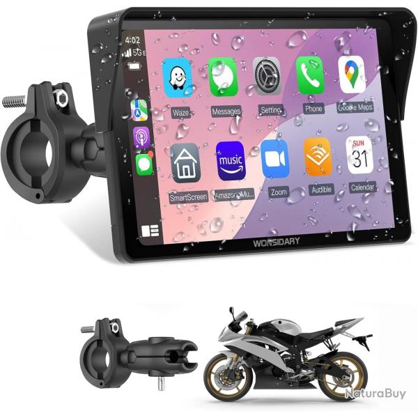 cran Carplay Moto 7 Pouces,Carplay sans Fil & Android Auto pour Moto,Navigation GPS Moto tanche IP