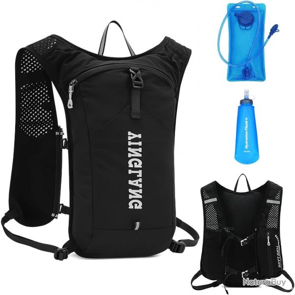 Sac  Dos Hydratation avec Bouteilles d'eau de 2L et Flasque Souple de 500ml, Gilet D'hydratation po