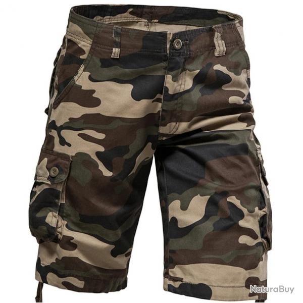 Short Cargo Camouflage Homme - Tissu Renforc - Finition SAND - SKX INDUSTRIES