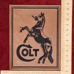 Etiquette en cuir pour coffret d'arme  "COLT" logo avec cheval