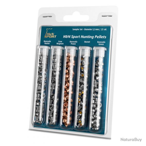 Plombs H&N : Assortiment de 5 types de plombs "Set Hunting" calibre 5.5mm