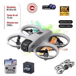 Drone GT3 Mini 8K HD Caméra Double, Évitement Obstacles, WiFi FPV, Vol Stable, Débutant, Pliable Pro