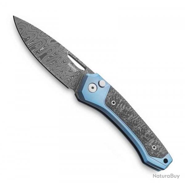 Couteau "Twain" damas - fibre de carbone / titanium, Couleur bleu [Lionsteel]
