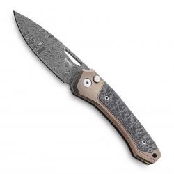 Couteau "Twain" damas - fibre de carbone / titanium, Couleur bronzé [Lionsteel]