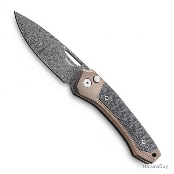 Couteau "Twain" damas - fibre de carbone / titanium, Couleur bronz [Lionsteel]