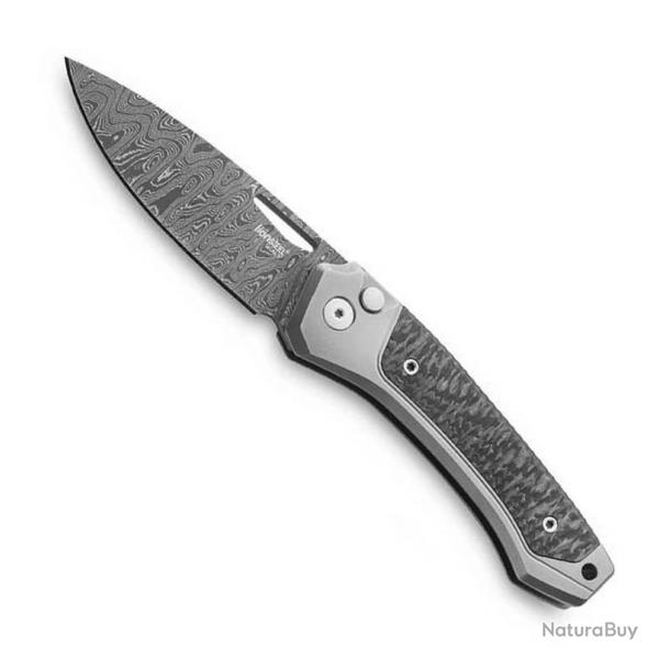 Couteau "Twain" damas - fibre de carbone / titanium, Couleur gris [Lionsteel]