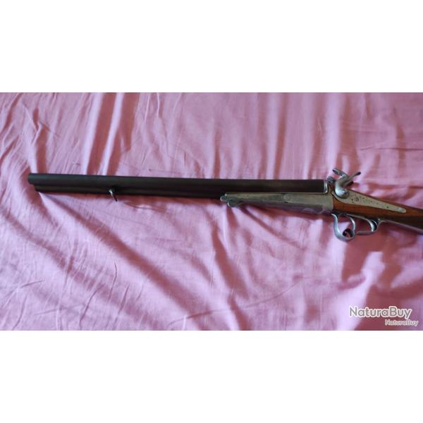 Fusil  broche de type Lefaucheux  Saint Etienne COACH GUN en calibre 16/65 crosse ponce huile