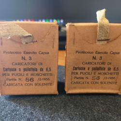 Lot de 2 boîtes militaires italiennes vides - 6,5 mm Carcano - Capua 1956