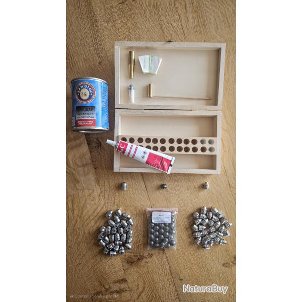 Kit complet cartouche combustible calibre .44 poudre noire H&C + graisse