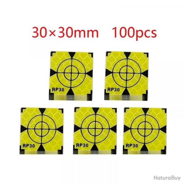 Cibles de tir rflchissantes vert 60x60mm JYX 100pcs - 30x30MM