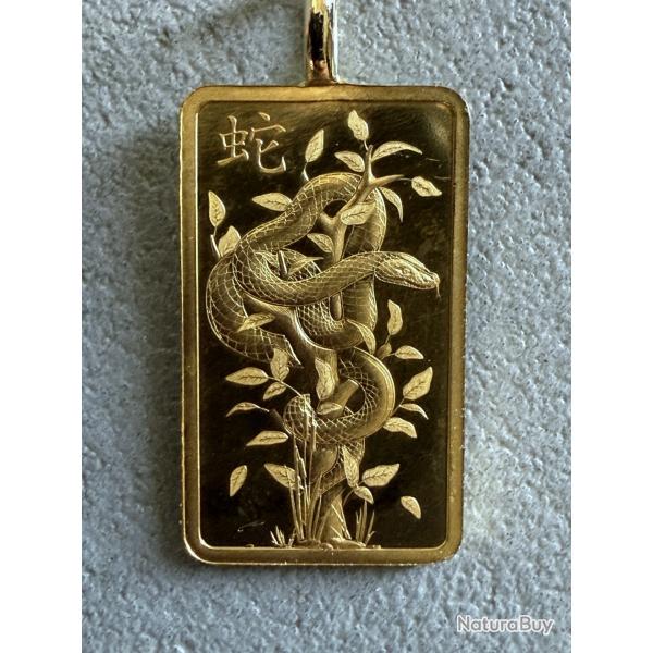 Pendentif Lingot or 5 g mont en pendentif - Suisse - 24 carats - PAMP - Serpent