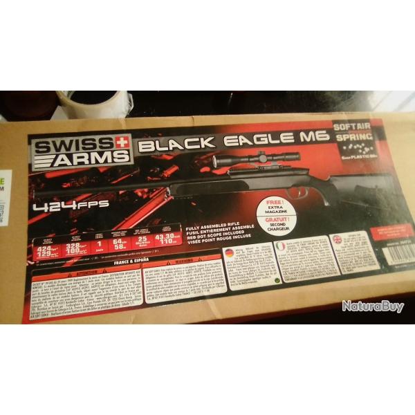 fusil a billes swiss arms black eagle  avec ses accesoires lunette  ect  armement par ressort pasCO2