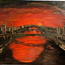 HOUETZ paris le pont  Alexandre 3 huile sur toile