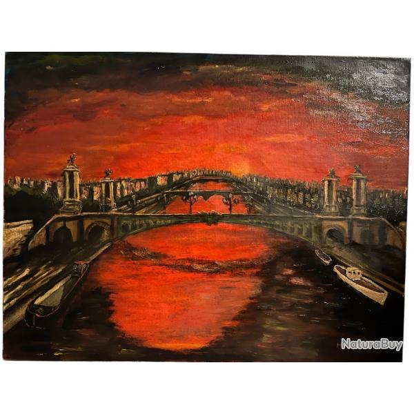 HOUETZ paris le pont  Alexandre 3 huile sur toile