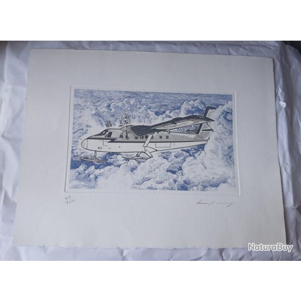 TRS BEAU DESSIN GRAVURE NUMROT AVION