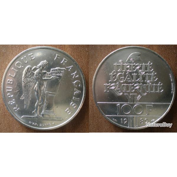 France 100 Francs 1989 Droits de l Homme Piece Commemo Argent