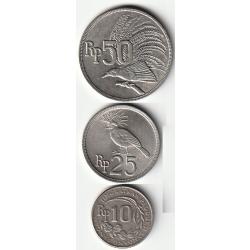 Pièce de Monnaie INDONESIE Lot de trois Monnaies10-25-50 Rupiah 1971