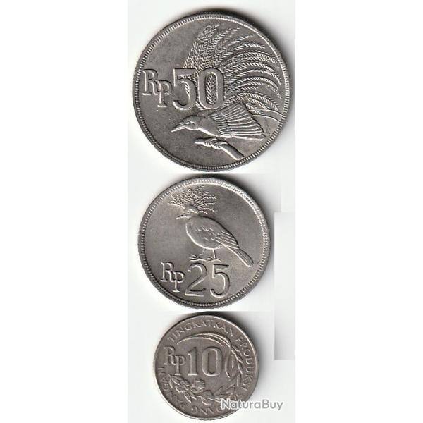 Pice de Monnaie INDONESIE Lot de trois Monnaies10-25-50 Rupiah 1971