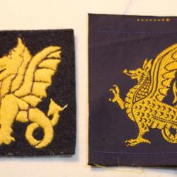 Deux patchs d'épaule 43rd Welsh Division Cloth Formation Sign Badge WWII British SDC24KAM019