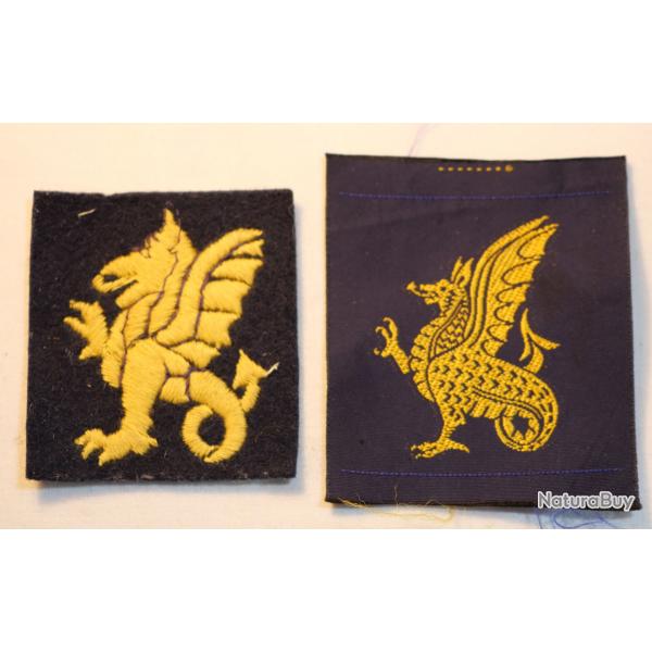 Deux patchs d'paule 43rd Welsh Division Cloth Formation Sign Badge WWII British SDC24KAM019