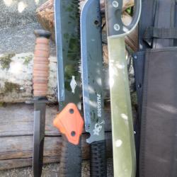 Lot de 4 Machette Poignard Lame Acier 3Cr13 Manche ABS Etui LOT POUR REVENDEURS Survie Outlaw Alaska