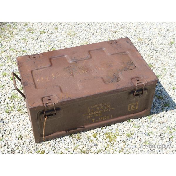 Caisse britannique mtallique pour canon d'artillerie 5,5 pouces BRA25CAIS001   CAISSE VIDE