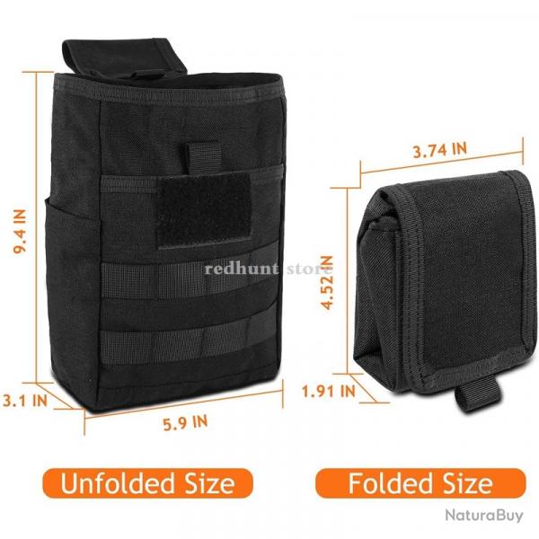 sac de taille tactique Molle nylon 1000D.-**NOIR LIVRAISON GRATUITE !!