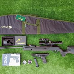 PACK1 LASER  ! Gamo Swarm Magnum 5,5 mm IGT PRO 10X Gen3i + Lun. 3-9X40 19,9 j. + Kit  Puiss. 34 J.