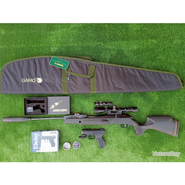 PACK3 LASER  ! Gamo Swarm Magnum 5,5 mm IGT PRO 10X Gen3i + Lun. 3-9X40 19,9 j. + Kit  Puiss. 34 J.