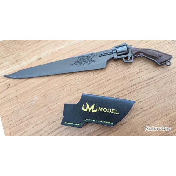 COUTEAU REVOLVER  21 CM " FINAL FANTASY VIII " GUNBLADE SQUALL LEONHART FF8 METAL AVEC SON HOLSTER