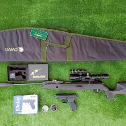 PACK4 LASER  ! Gamo Swarm Magnum 5,5 mm IGT PRO 10X Gen3i + Lun. 3-9X40 19,9 j. + Kit  Puiss. 34 J.