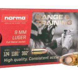Cartouches NORMA cal.9mm luger 7.5G 115GR par 50