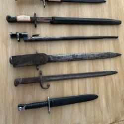 Collection de 7 baïonnettes