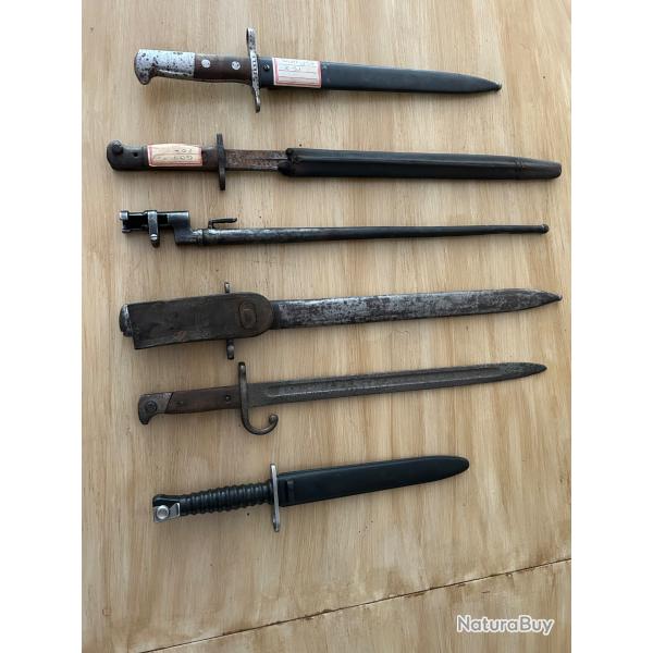 Collection de 7 baonnettes