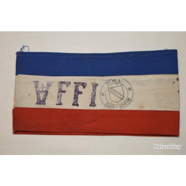 BRASSARD FFI BAS RHIN-ALSACE-LIBERATION-MAQUIS-RESISTANCE-SAS-2WW-FORCES FRANCAISES DE L'INTERIEUR