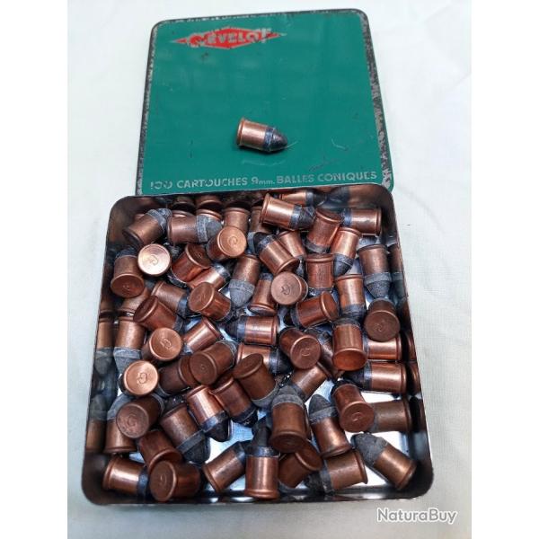 Boite de 65 cartouches 9mm Flobert  balles coniques