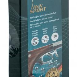 Balles rondes en plombs H&N cal .45 PN bte de 100