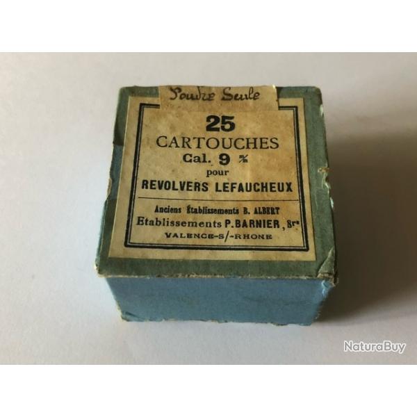 Rare Boite de 25 Cartouches Calibre 9 mm  Broche  Poudre Seule Etablissements P. Barnier