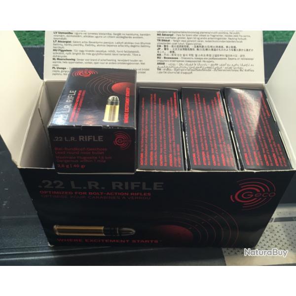 Lot de 500 munitions 22LR Geco Rifle 40grains
